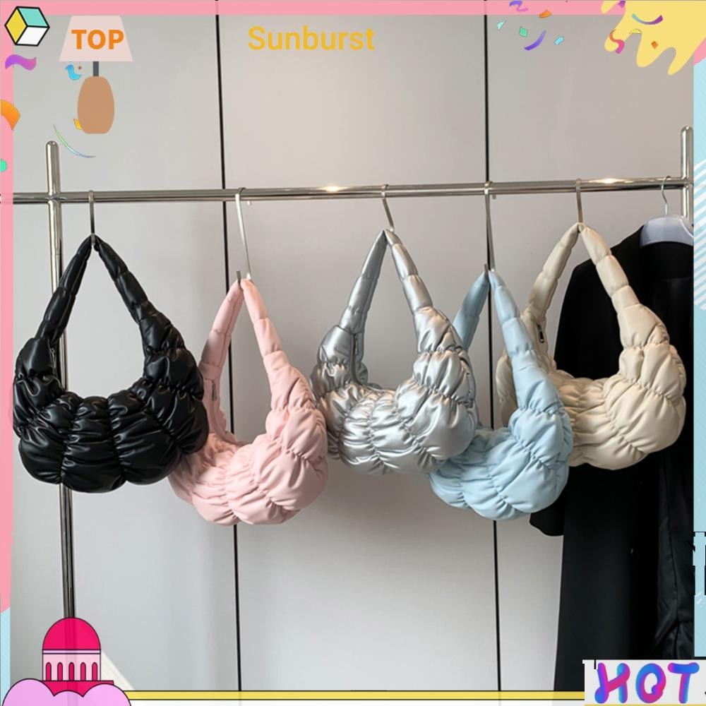 [Sunburst11.th] กระเป๋าสตางค์ หนัง PU ทรงโท้ท ขนาดใหญ่ จุของได้เยอะ แต่งจับจีบ ลายก้อนเมฆ สําหรับผู้หญิง