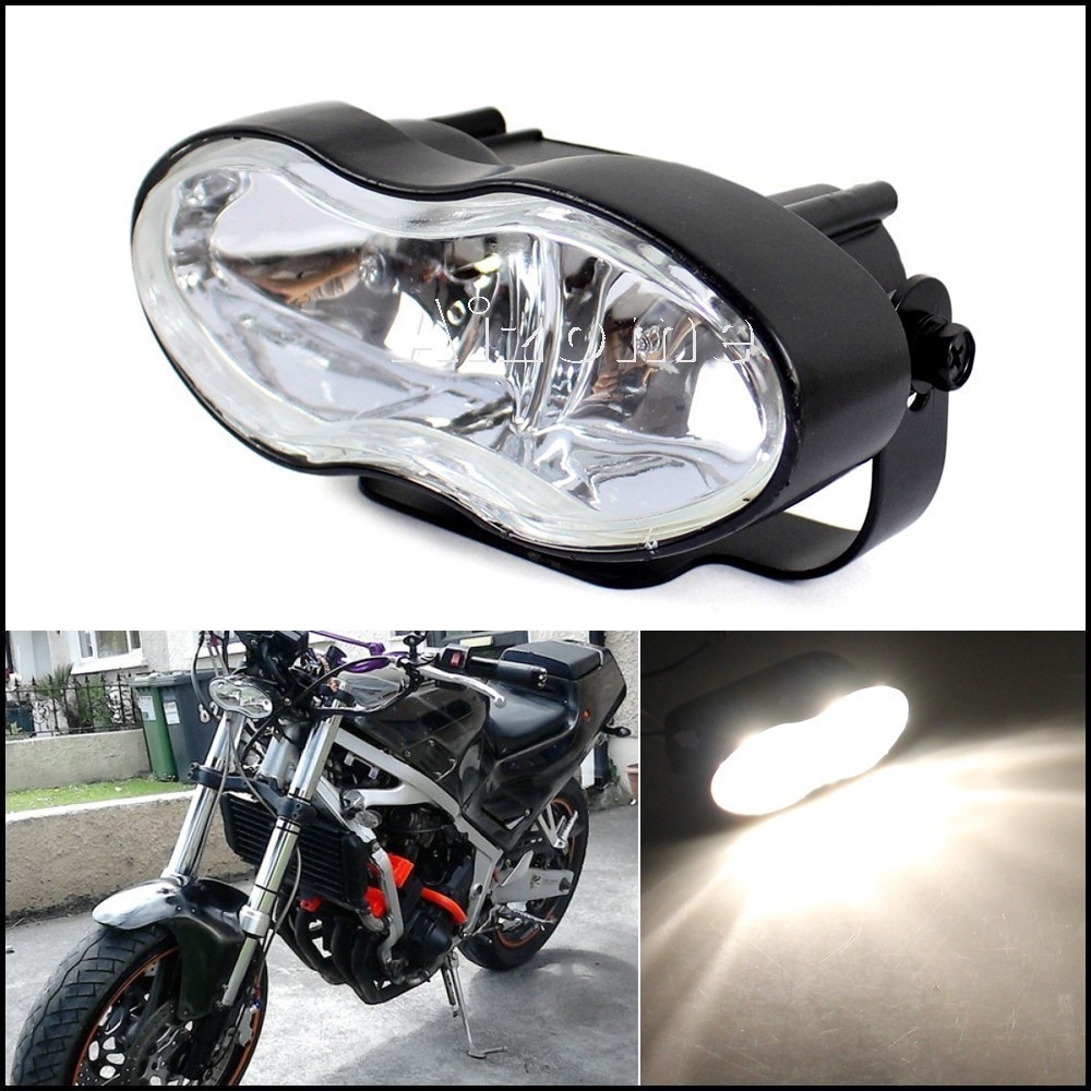 AI Motorcycle Cat Eye Double Wave Headlight Headlamp Wave Halogen For Harley Custom Motorbike Street