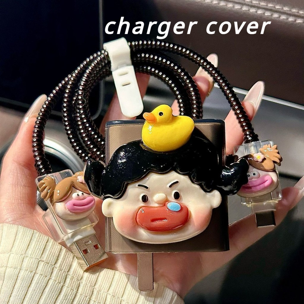 ตัวป้องกันสายชาร์จ USB TypeC ลายการ์ตูนเด็กผู้หญิงน่ารัก สําหรับ vivo 66w v27e 27 v29e 5g v21e oppo 80W reno 8 red mi k30 k40