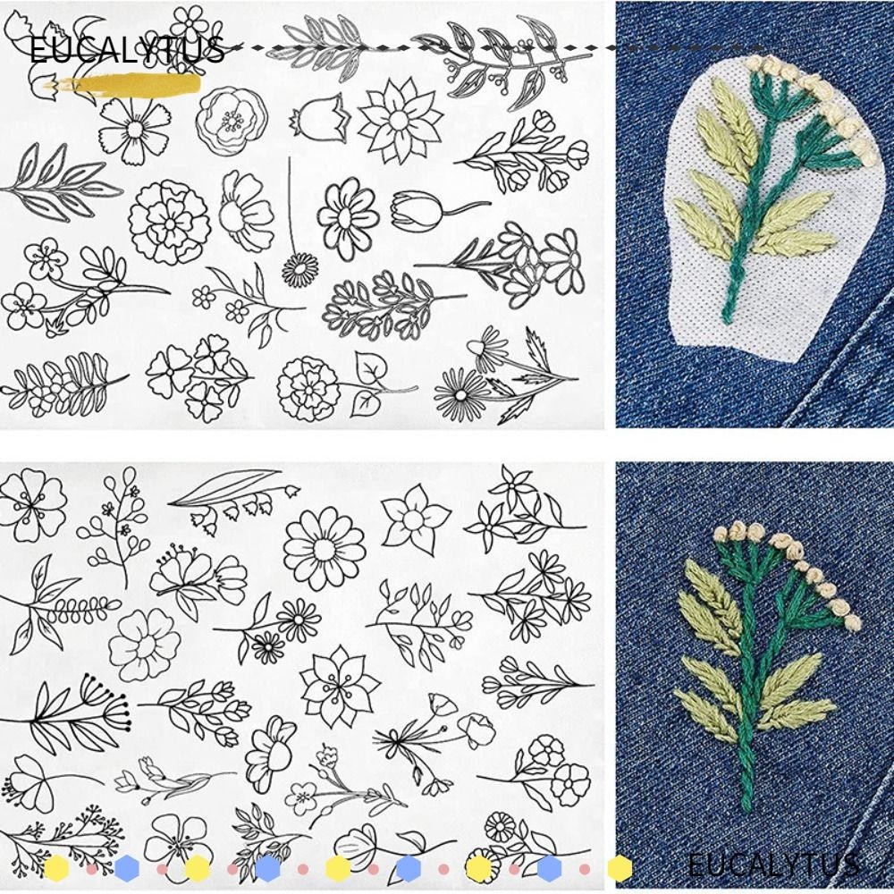 Eutus กระดาษปักครอสสติตช์ ลายดอกไม้ และใบไม้ แฮนด์เมด DIY