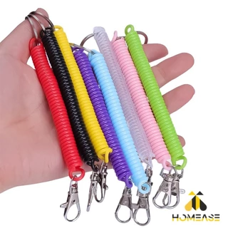 HA พวงกุญแจเชือกยางยืดหลากสี แบบยืดหดได้ Coil Springs Keychain