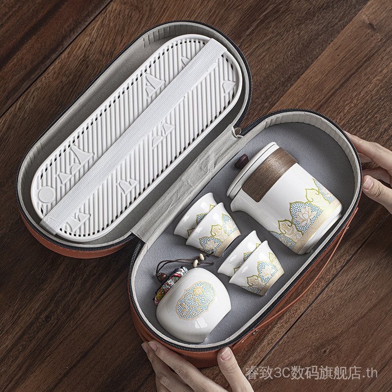 Travel Tea Set Small Set Portable Storage Kung Fu Ceramic Outdoor Camping Express Cup Business Gift Company EFM9
