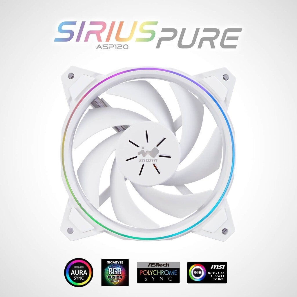 InWin Sirius Pure ASP120 120mm PWM Fan Case ARGB WHITE #พัดลมเคสสีขาว