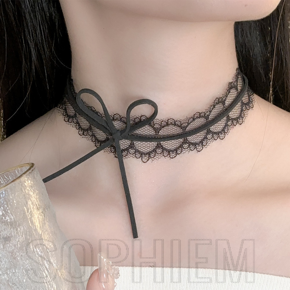 สร ้ อยคอเค ้ นคอลูกไม ้ สีดํา - ของขวัญสําหรับแฟน - โซ ่ กระดูกไหปลาร ้ าแบบปรับได ้ - สร ้ อยคอคอโ