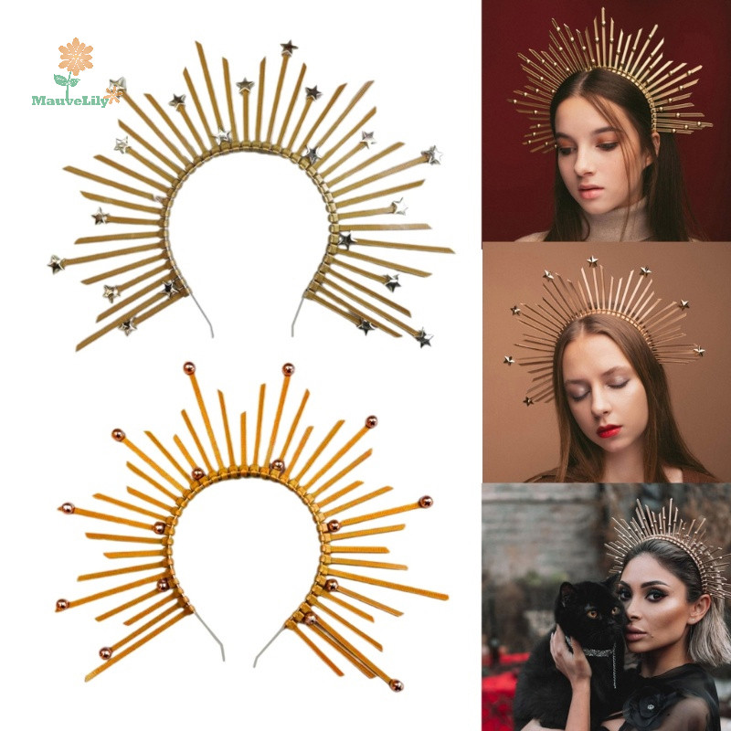 Lily Fine Crowns Party เครื ่ องแต ่ งกายฮาโลวีนเทพธิดา Headwear ชุดแม ่ มดอุปกรณ ์ เสริมผม uuu