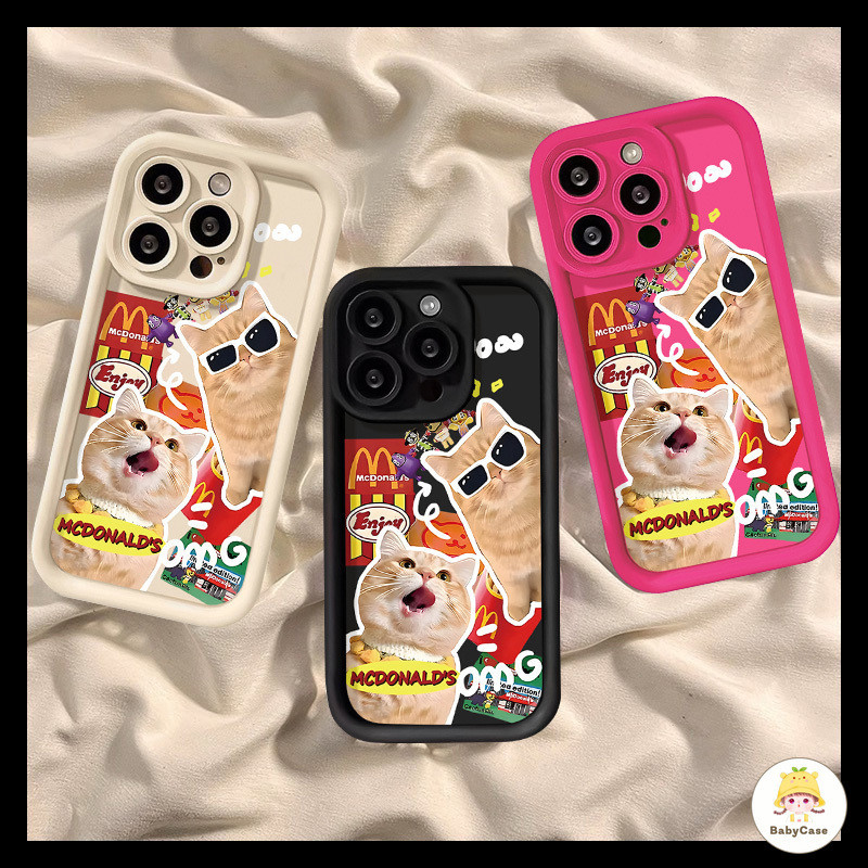 ลูกแมวน่ารัก McDonald's Tag Angel Eye Case iPhone 15 13 7Plus 11 14 12 Pro Max 6 6s 8 14 15 Plus XR X XS Max