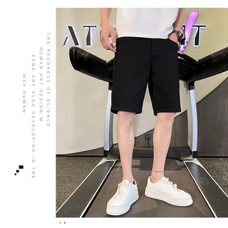 J2C6M กางเกงขาสั ้ นผ ้ ายีนส ์ 5/5 ขาสลิมฟิตลําลองสีขาวสีดํายืดหยุ ่ น new, สไตล ์ เกาหลี 2024 เสื ้ อผ ้ าผู ้ ชายฤดูร ้ อน M-5XL