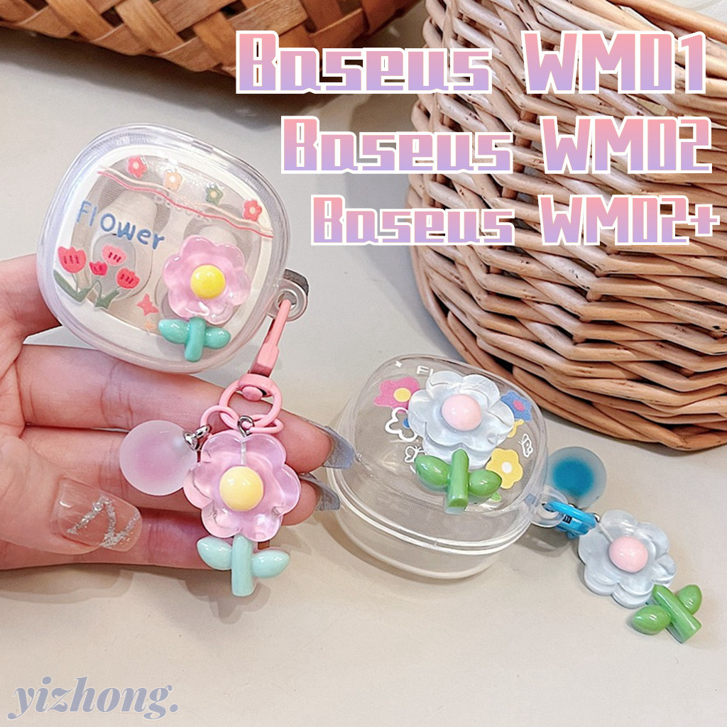 Baseus WM01 เคสหูฟัง Cinnamoroll Pachacco สุนัขลูกสุนัขการ์ตูนชีส 3D ดอกไม้จี้ป้องกันการสูญหาย Soft 