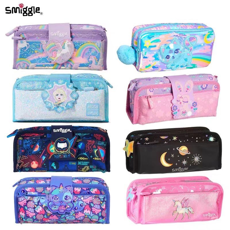 ออสเตรเลีย smiggle กล ่ องดินสอสองชั ้ นความจุขนาดใหญ ่ น ่ ารักการ ์ ตูนเด ็ กกระเป ๋ าเครื ่ องเขียน