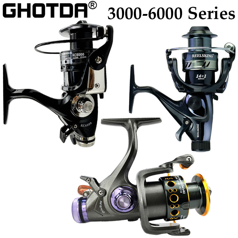 Double เบรค Spinning Fishing Reel 5.2:1 อัตราทดเกียร์โลหะ Spool Deep Line ถ้วย Baitcasting Reels ซ้ายขวาเปลี่ยนลากสูงสุด 8 กก. 3000-6000 Series