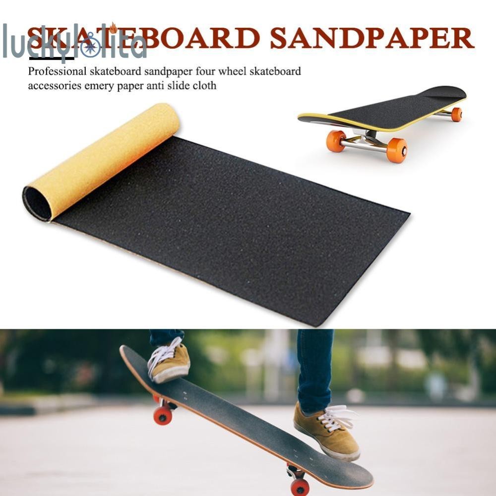 กระดาษทรายสเก ็ ตบอร ์ ดสีดําทนทาน Non-Slip Skate Board Decks Grip Tape [luckylolita.th ]