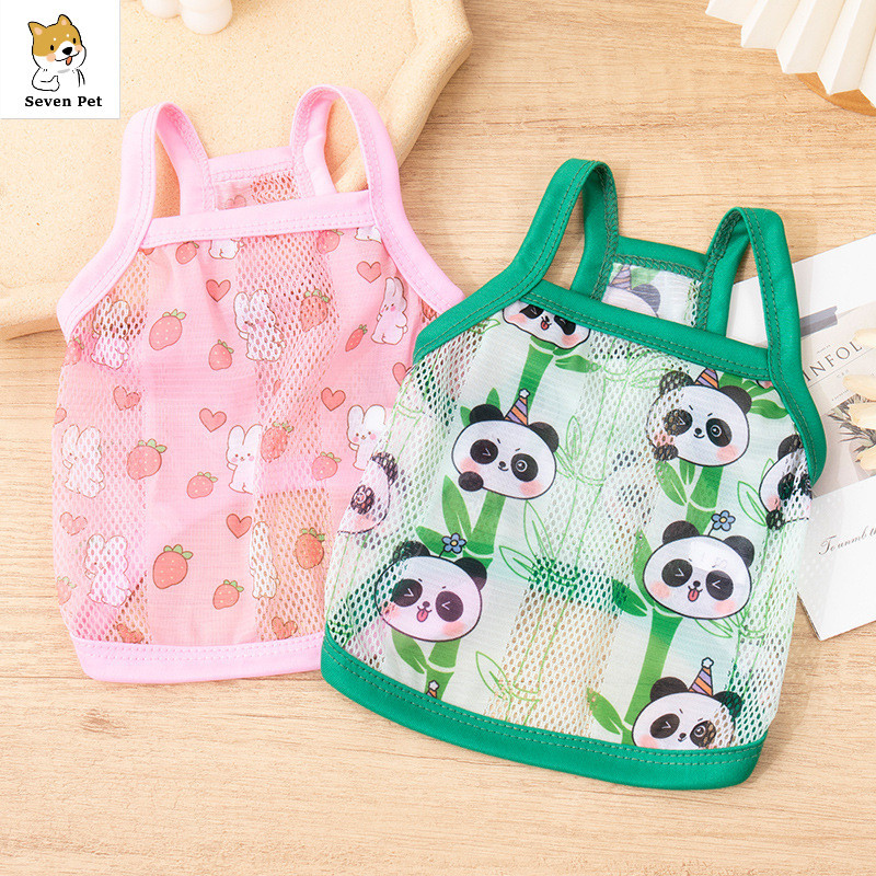 น ่ ารักแพนด ้ าพิมพ ์ เสื ้ อผ ้ าสุนัขสําหรับ Shih Tzu Breathable Puppy เสื ้ อกั ๊ กฤดูร ้ อนสัตว ์ เลี ้ ยงแมวเสื ้ อยืด