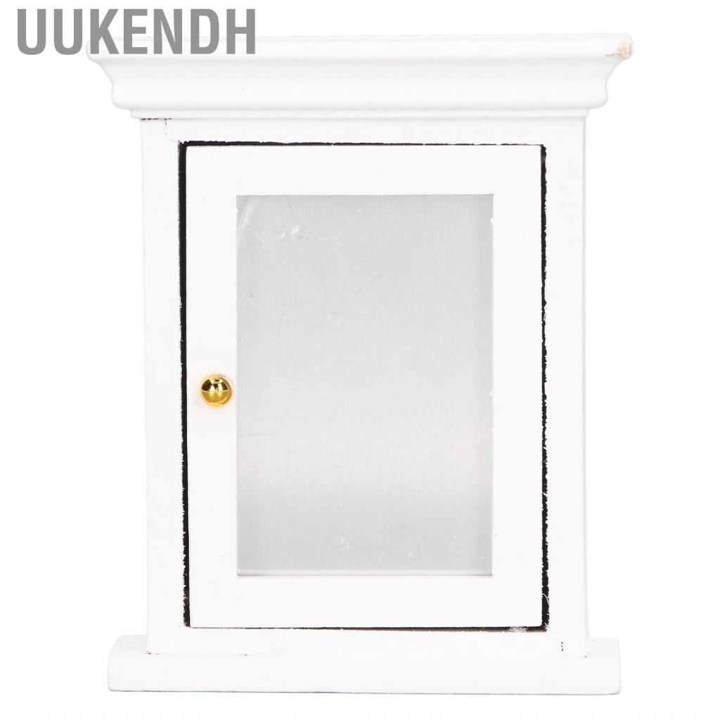 Uukendh Dollhouse Mini Mirror Cabinet 1:12 Miniature Mirrored White Bathroom