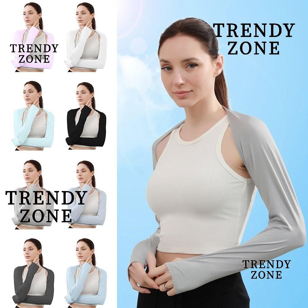 Trendyzone ปลอกแขนน้ําแข็ง, ป้องกันแสงแดดเสื้อปรับอากาศ Raglan Sleeve, Arm Cover Up เสื้อสเวตเตอร์ถักกิโมโน Oversleeve UV Protection Lady Girl ผ้าคลุมไหล่ฤดูร้อน