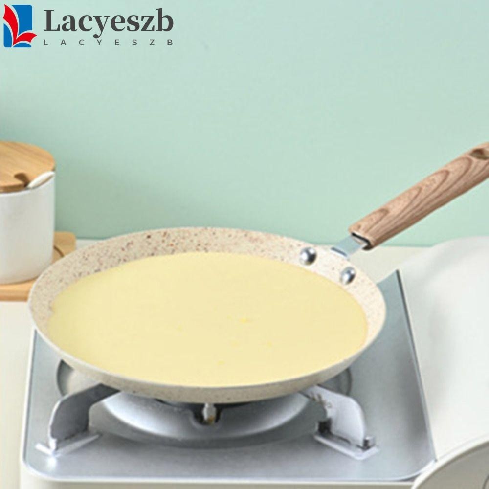 Lacyeszb Crepe Pancake Pan, Non-Stick ไม ้ Handle กระทะเครื ่ องครัว 6/8/10 นิ ้ วอลูมิเนียม Beige ไข ่ เจียวกระทะไข ่