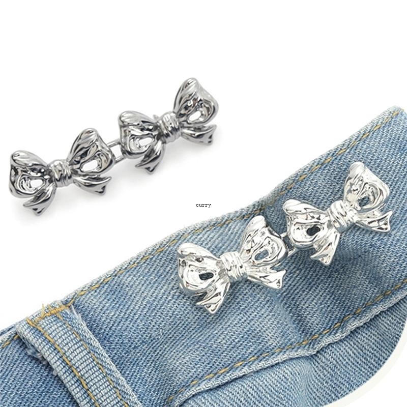 โบว ์ กระชับเอวปุ ่ ม Jean ปุ ่ ม Pins ปรับเอวหัวเข ็ มขัดกางเกง Pin