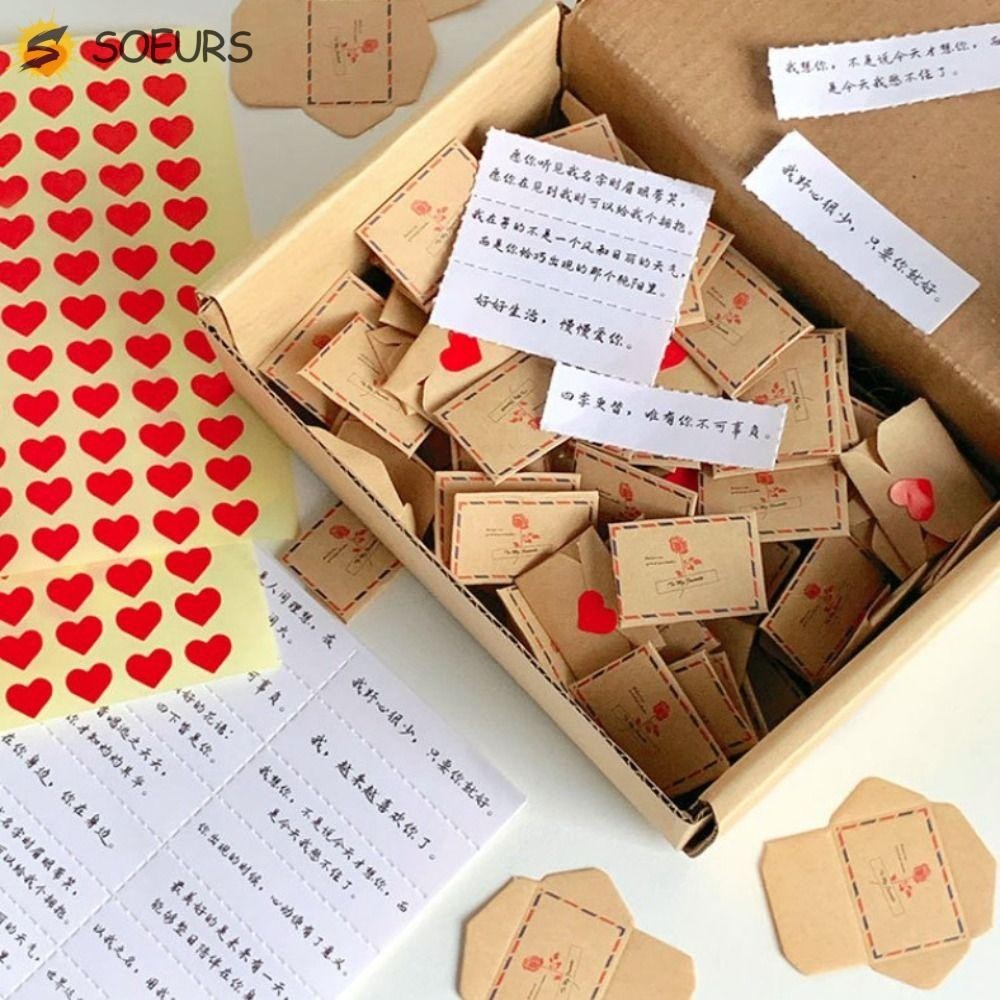 Soeurs Mini Love Letter Set, 100 สัญญา/อวยพร/To Do Lists DIY ของขวัญเซอร์ไพรส์ Love ข้อความกระดาษ, Creative Selfmade Handmade Handcrafts Love Envelop ชุดวันเกิด