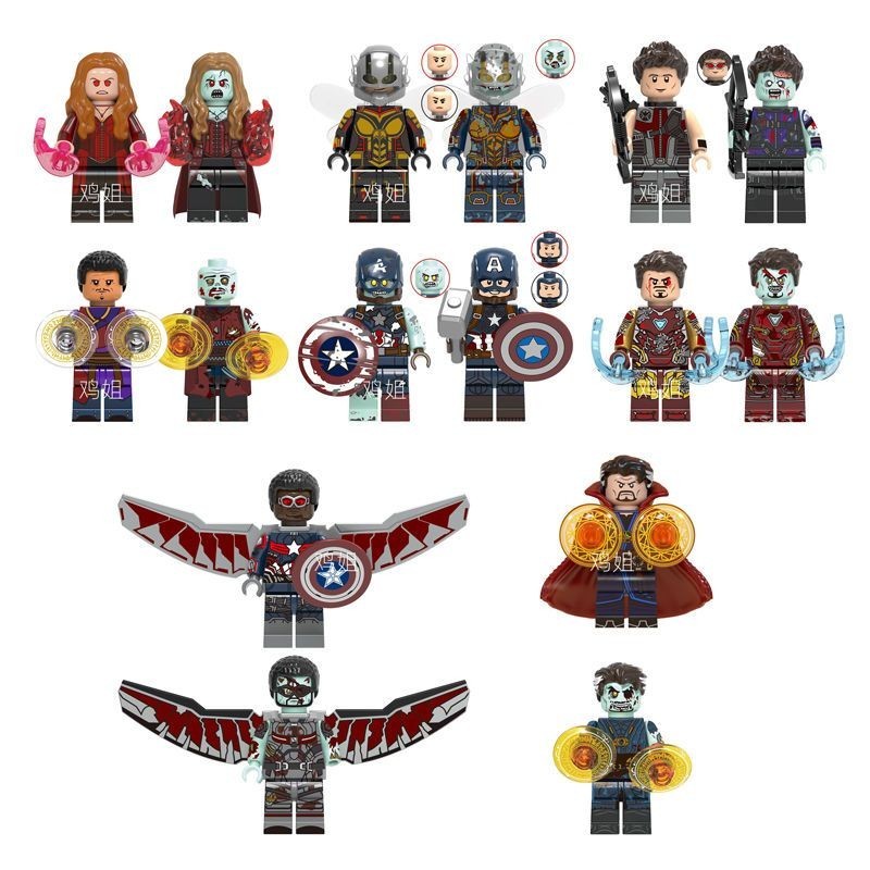 ใช ้ งานร ่ วมกับ Lego Avengers Superheroes Zombies Iron Captain Man Falcon ประกอบบล ็ อกตัวต ่ อ Minifigures
