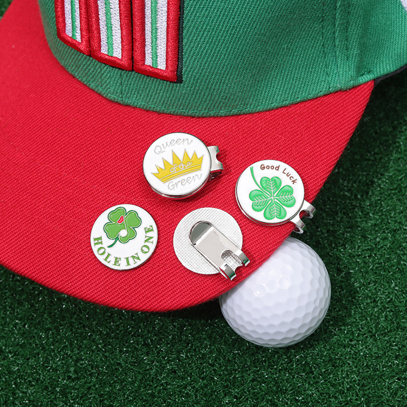 Four Leaf Clover Crown Golf เบสบอลหมวกคลิปเข็มกลัดแม่เหล็กเข็มกลัดป้ายโลหะ Pins หมวกกอล์ฟคลับอุปกรณ์เสริมของขวัญ