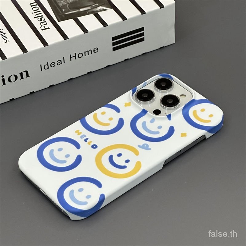 Simple น่ารักหน้ายิ้มเคสโทรศัพท์ iPhone เหมาะสําหรับ iPhone 13 14 เคสแข็ง Pro Max 15 Plus ป้องกันฝุ่น XR 8 Plus XR 7 Plus XS Max เคสซิลิโคน 12 Pro Max 11 Anti-drop