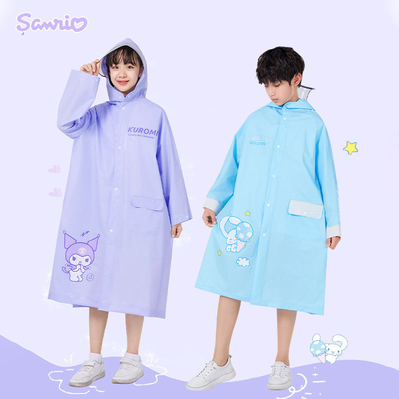 Sanrio Kids เสื้อกันฝนชายคาขนาดใหญ่กลางแจ้งฝนตกเต็มตัวเสื้อกันน้ำ