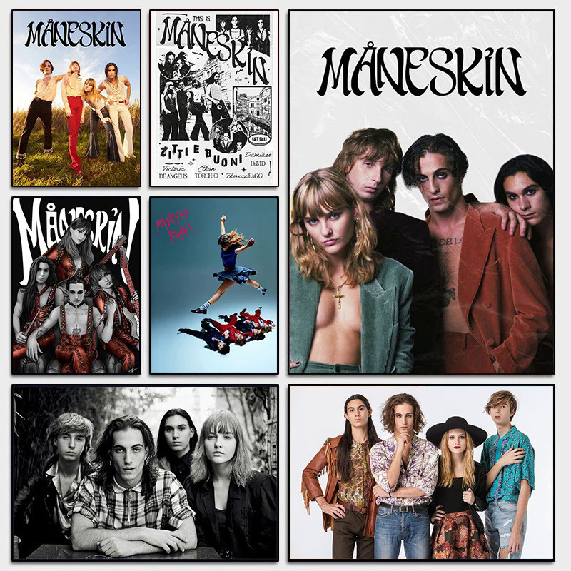Rock Band Maneskin Rush! เพลงอัลบั ้ มโปสเตอร ์ Wall Art ภาพ Nordic Home Room Bar Club Decor ของขวัญ