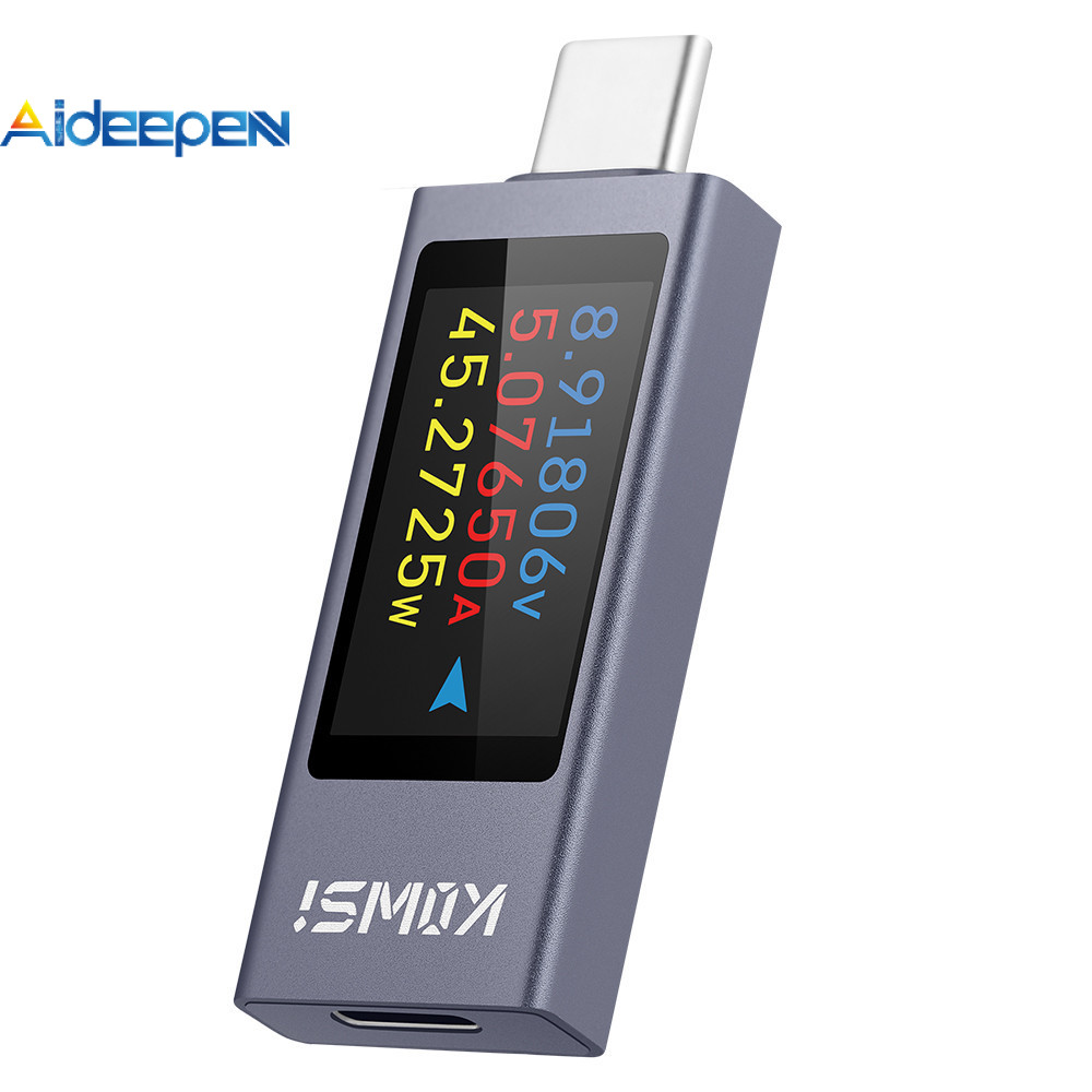 Aideepen KWS-2303C หน ้ าจอสีมัลติฟังก ์ ชั ่ นจอแสดงผลดิจิตอล Type-c เครื ่ องทดสอบแรงดันไฟฟ ้ าและ Current Power Meter ความละเอียดสูง 1.06 นิ ้ ว Tft จอแสดงผล