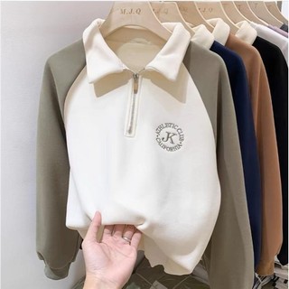 Sweater Wanita | ATHLETIC COLLAR SWEATER KOREAN STYLE  | Sweatshirt Sweater Wanita