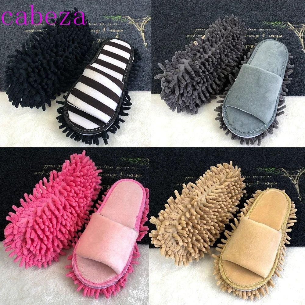 รองเท้าแตะเช็ด CABEZA,รองเท้าถูพื้นไมโครไฟเบอร์ซักได้,มัลติฟังก์ชั่นฝุ่นแบบพกพานุ่มเปิดรองเท้าแตะทําความสะอาดห้องนอน