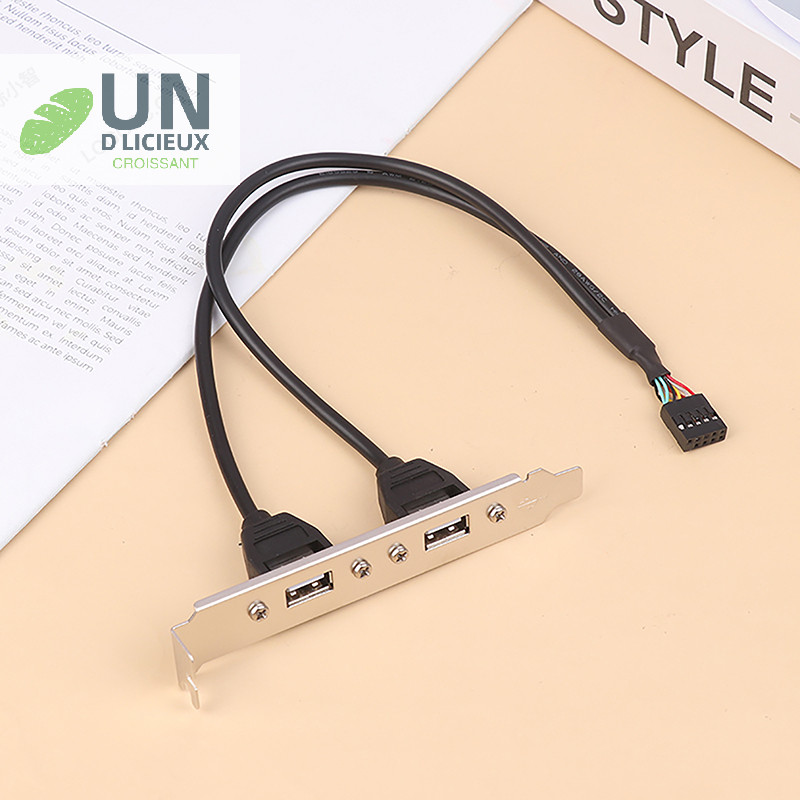 ดี 30 ซม.สีดํา 2 พอร์ต USB 2.0 เมนบอร์ดแผงด้านหลังขยายไปยัง IDC 9 พินเมนบอร์ดสาย USB อะแดปเตอร์โฮสต์ได้ดี