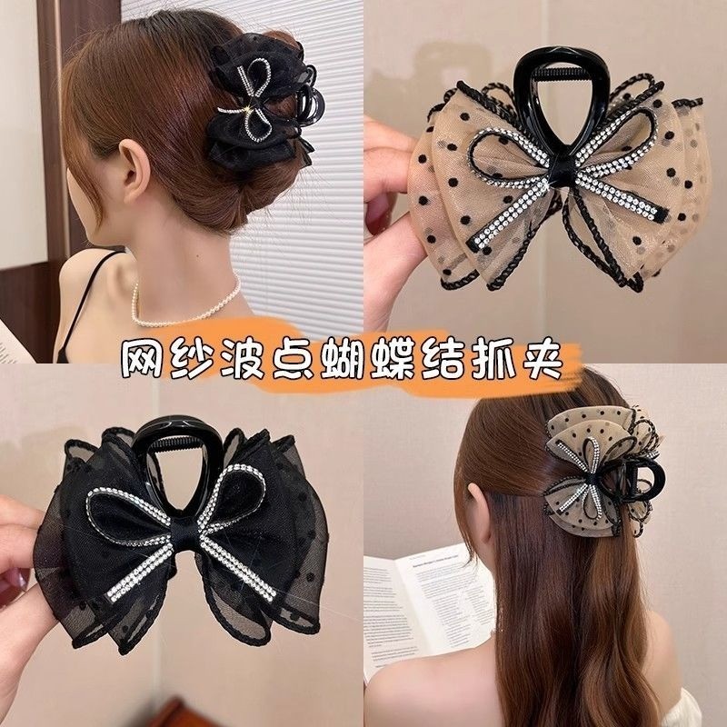 ฤดูร ้ อนตาข ่ ายโบว ์ คลิปผมผู ้ หญิง 2024 ใหม ่ คลิปฉลามเกาหลีแฟชั ่ น Hairpin อุปกรณ ์ เสริมผม