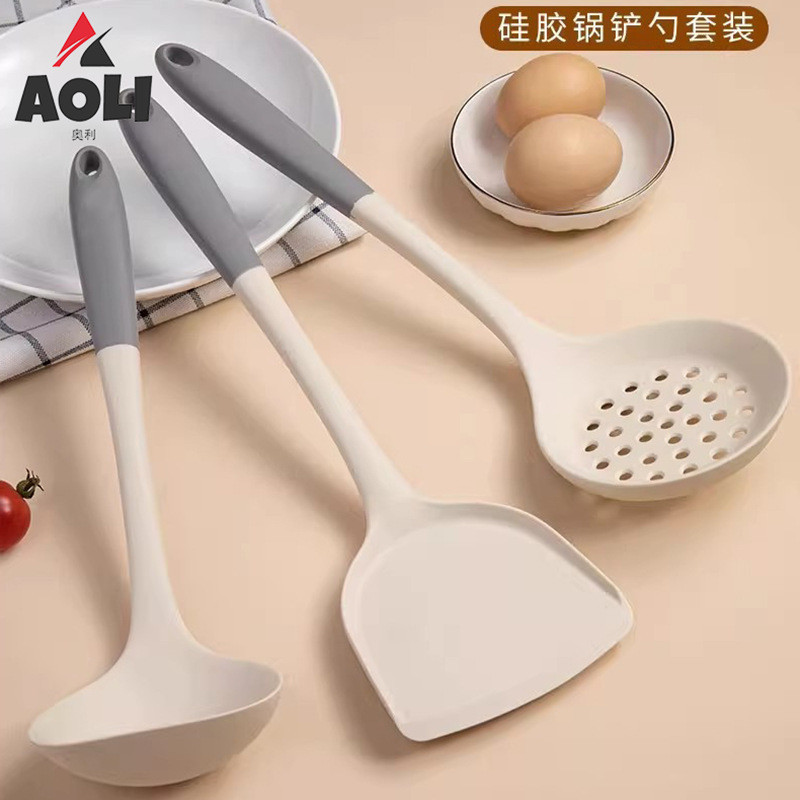 Preferred#Color Matching Silicone Spatula Soup Spoon Household Non-Stick Pan Ladel High Temperature Resistant Food Grade Spatula Kitchen Chinese ShovelWY5Z