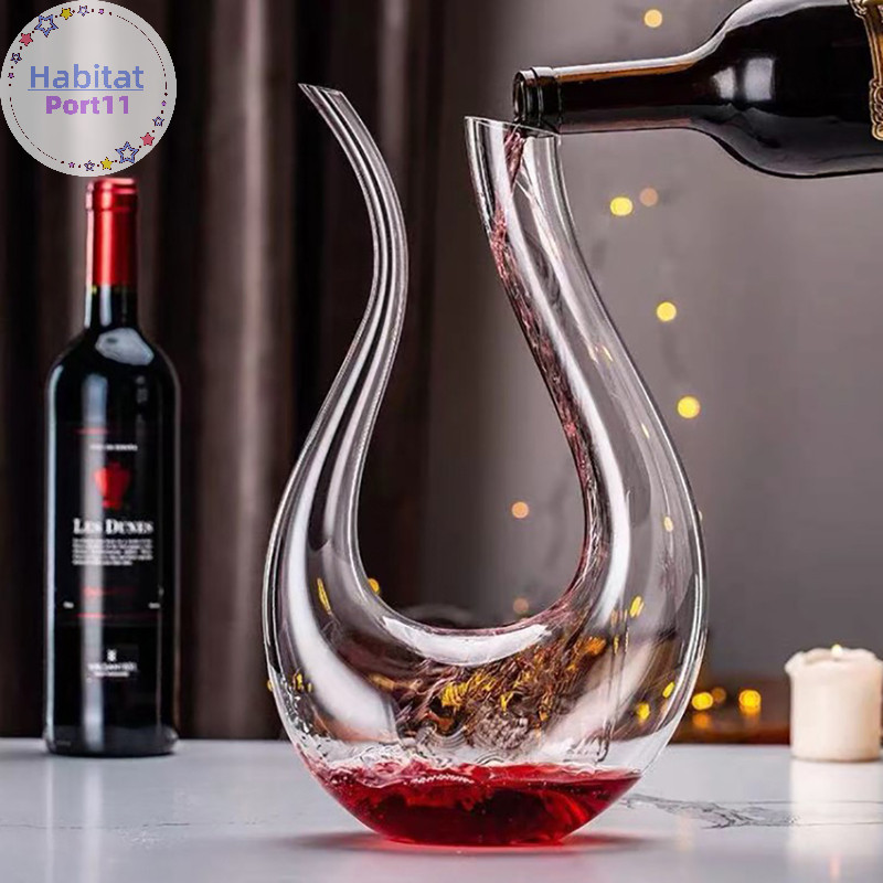 Habitatport คริสตัลขวดเหล ้ าไวน ์ รูปตัวยูกล ่ องของขวัญ Swan Decanter Creative Wine Separator th
