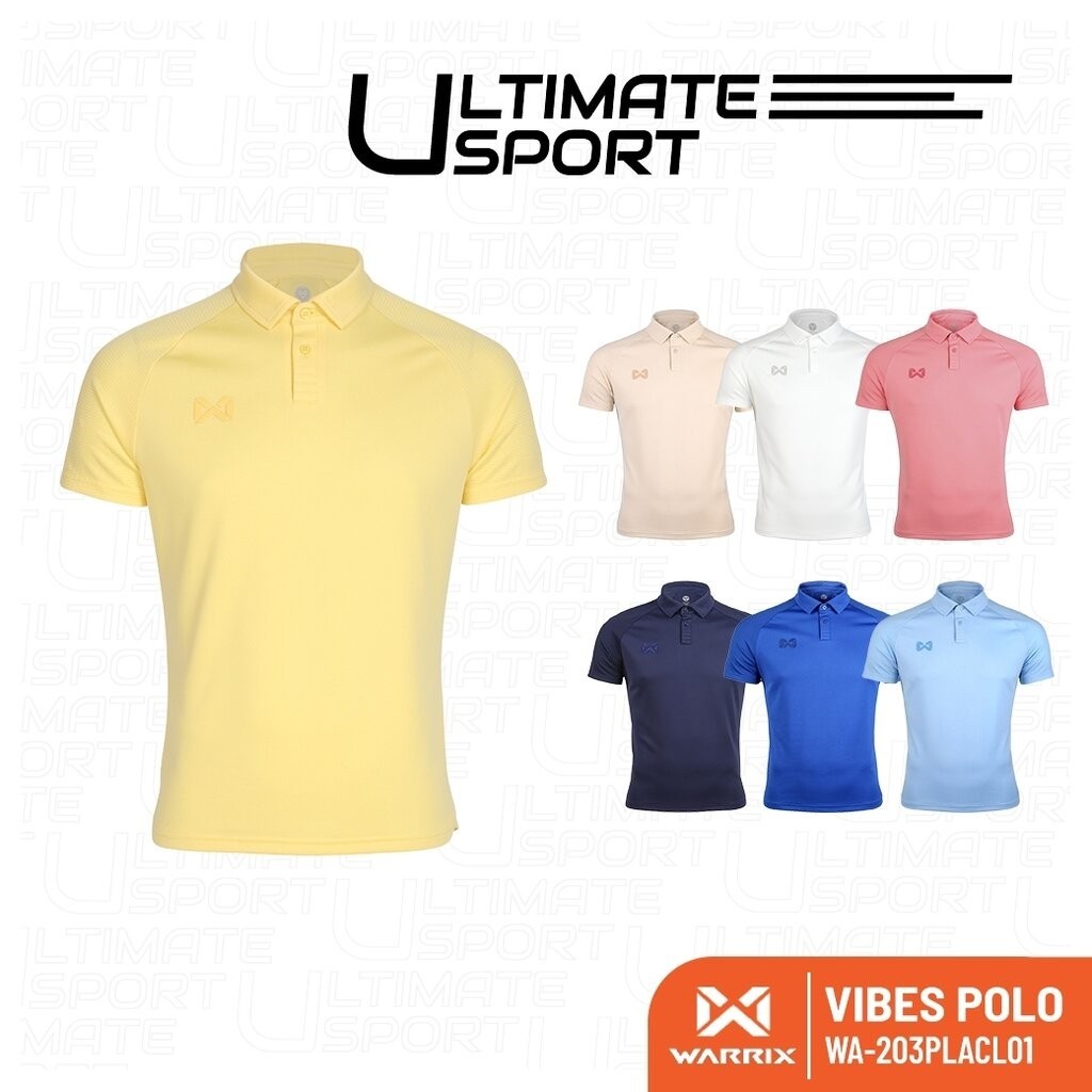WARRIX เสื้อโปโลแขนสั้น ผ้านุ่มใส่สบาย วาริกซ์ รุ่น VIBES WA-203PLACL01 สีโอรส/น้ำเงิน/ฟ้า/เบจ/ขาว