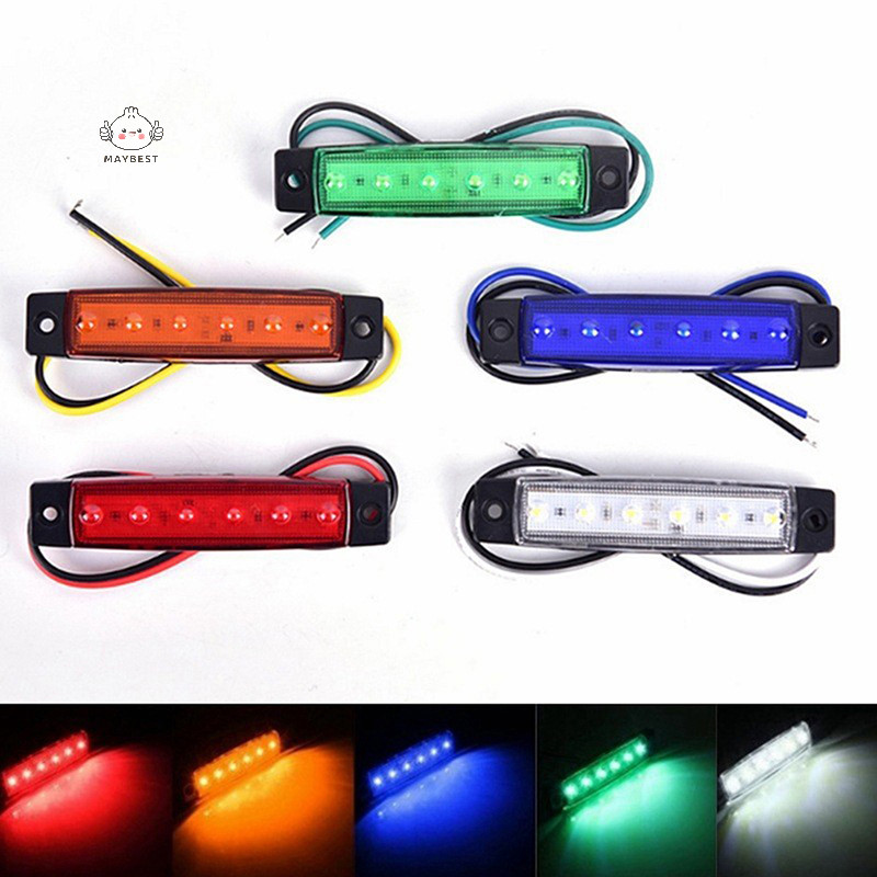 {maybest } 1 ชิ ้ นรถบรรทุกรถพ ่ วงด ้ านข ้ างตัวบ ่ งชี ้ การกวาดล ้ างไฟเบรครถด ้ านหลังไฮไลท ์ ไฟท ้ าย 6LED 12V/24Vไฟเตือนโคมไฟ {TH }