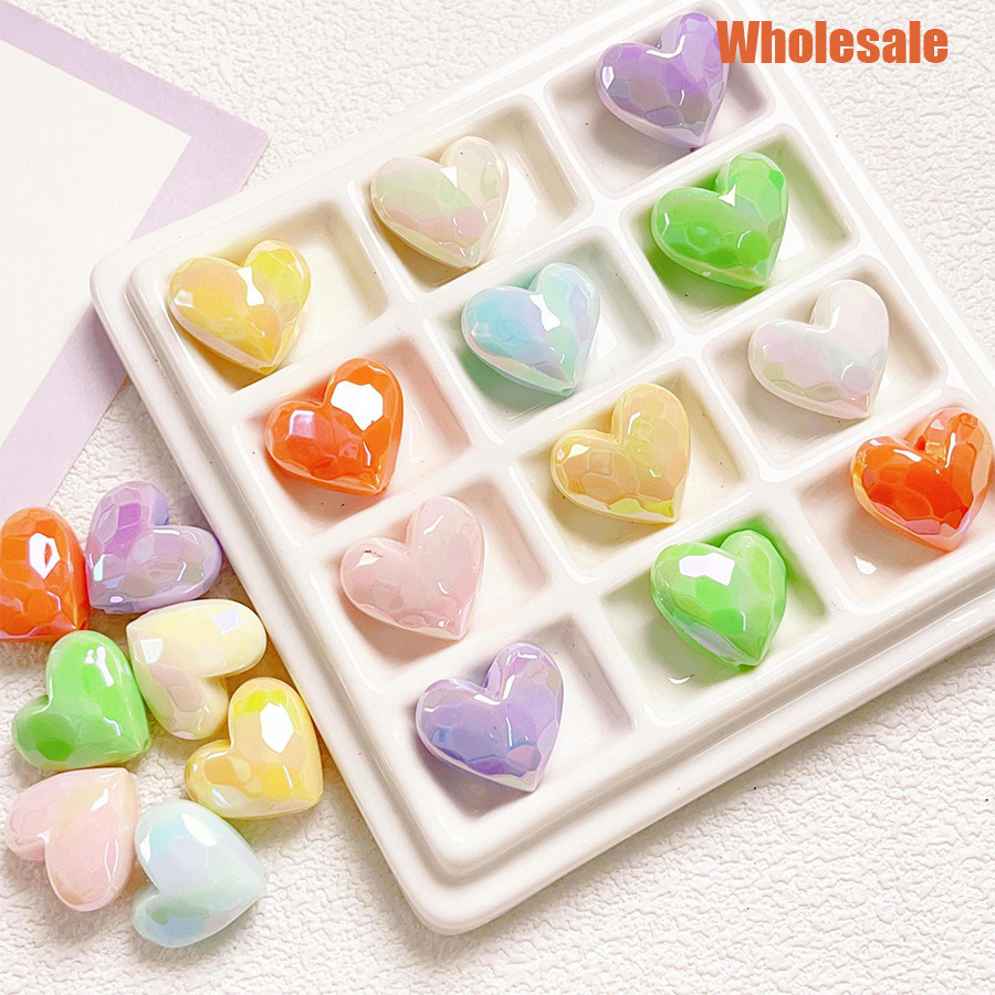 5pcs 19 * 16.5 มม.ตัดหัวใจหลวมลูกปัดอะคริลิค Macaron DIY วัสดุโทรศัพท ์ มือถือสร ้ อยข ้ อมือเครื ่ องประดับอุปกรณ ์ เสริม