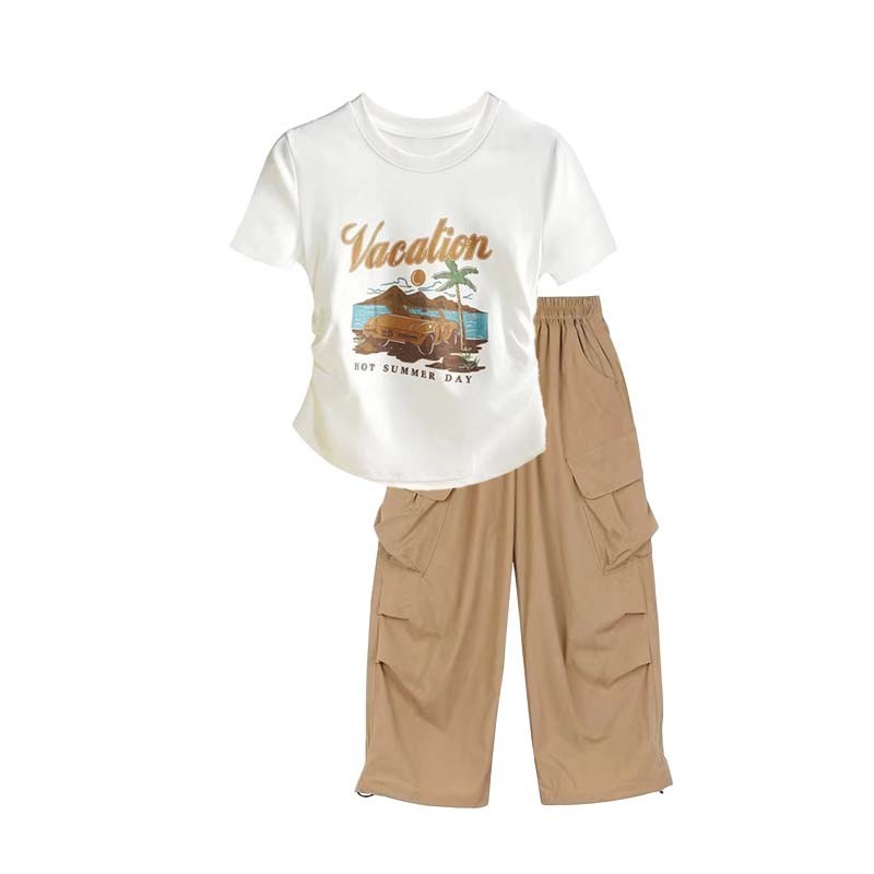 【พร้อมส่ง】เด็กหญิง T ชุดเสื้อ ชุดเสื้อผ้าเด็กผู้หญิงฤดูร้อนนุ่มระบายอากาศ