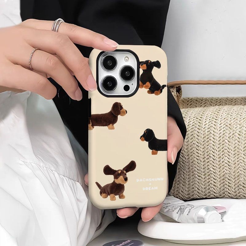 การ์ตูนดัชชุนเคสโทรศัพท์2ชั้นใช้งานร่วมกับiphone11 12 13 14 15 12Promax 13Promax 14plus 14Promax X X