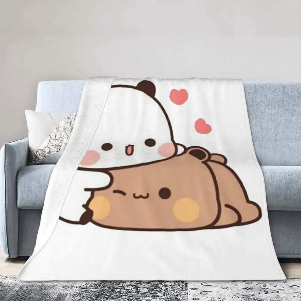 Bubu Dudu Panda Bear ผ้าห่ม Soft Warm Flannel โยนผ้าห่ม Plush สําหรับเตียงห้องนั่งเล่น Picnic Travel โซฟาบ้าน