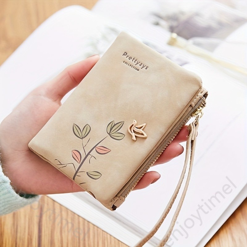 Simple Print Short Wallet, Casual Coin Purse With Wristlet, All-Match Carry On Purse Trend Unisex Bag for Daily Use
