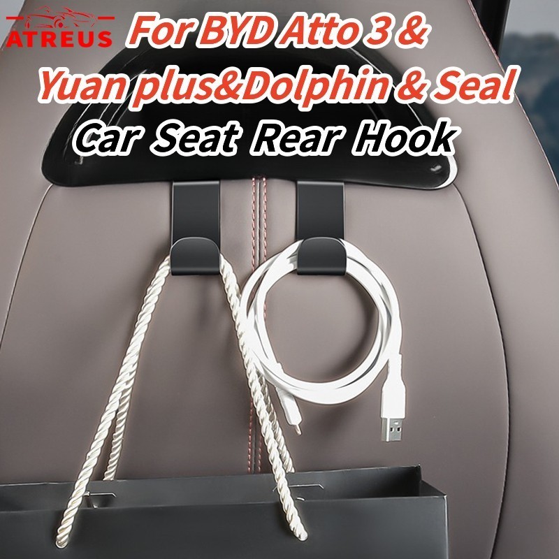 1/2 ชิ้น BYD รถแขวนตะขอในรถรถเบาะหลัง Organizer ที่นั่งด้านหลังตะขอสําหรับ BYD Atto 3 หยวน Plus เพลง Plus Dolphin Mini Seal U Han EV