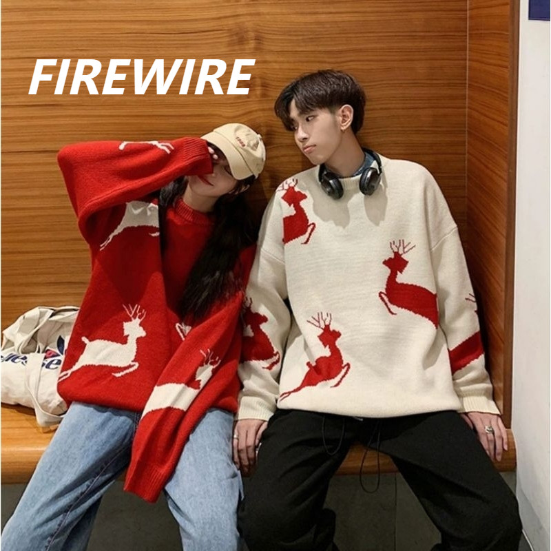 Firewire พร้อมส่ง เสื้อคู่รักแขนยาวคอกลมลายคริสต์มาสน่ารัก(9653) -C