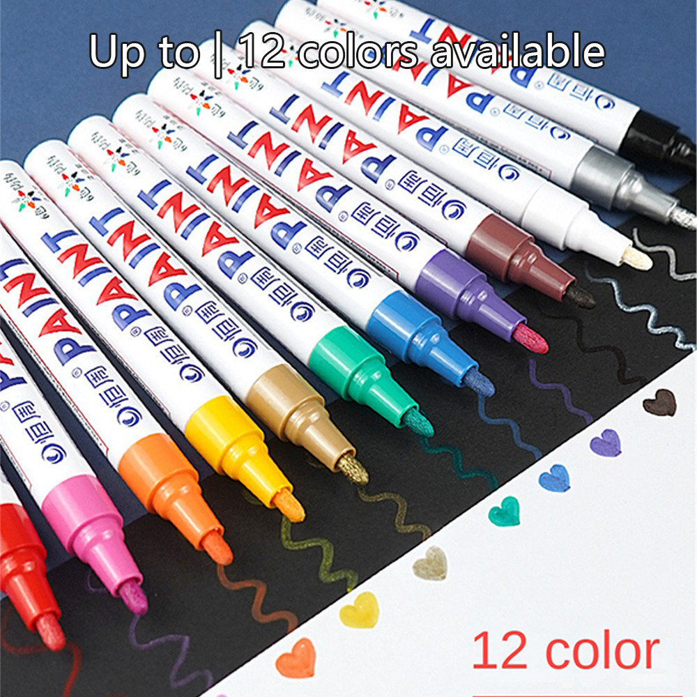 12 สีโลหะสี Pen,Waterproof Quick-drying น ้ ํามัน Marker Pen,Multifunction ยาง Pen,Tire Touch-up สีไม ่ จางหาย Marker ปากกา ราคา ถูกที่สุด ดีลบีเคเค แกลเลอรีภาพที่ 7