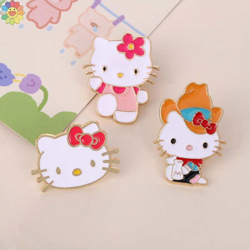 Gogo แฟชั่นน่ารักการ์ตูน Kt Cat Lapel Pins กระเป๋าเป้สะพายหลังเข็มกลัดสําหรับผู้หญิงสาว Creative Enamel Pins เสื้อผ้าอุปกรณ์เสริมของขวัญ TH