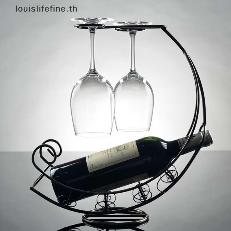Louislifefine Creative โลหะชั ้ นวางไวน ์ แขวนที ่ วางแก ้ วไวน ์ ขาตั ้ งบาร ์ จอแสดงผลใหม ่