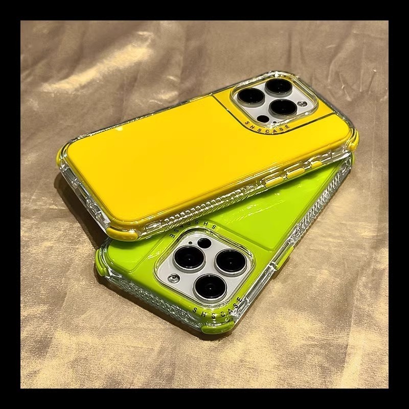 【สีทึบ 3-in-1/เคสแข ็ งพีซีหนา/สีเขียวเรืองแสง 】 เคสสําหรับ iPhone 15 14 13 12 Pro max