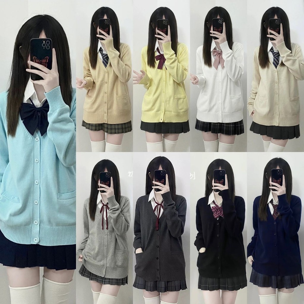 Sweet Coat Sweater Outerwear Knitted Autumn and WinterjkCardigan New Preppy Style Uniform Long Sleeve for Schools Japanese Style All-Matching PGDQ
