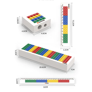 Wange Building Block เครื ่ องเขียนอนุภาคขนาดเล ็ กอิฐกฎกล ่ องดินสอ Sharpener เจาะปากกามีด Pocket ติดตั ้ งข ้ อความของเล ่ นสําหรับเด ็ ก