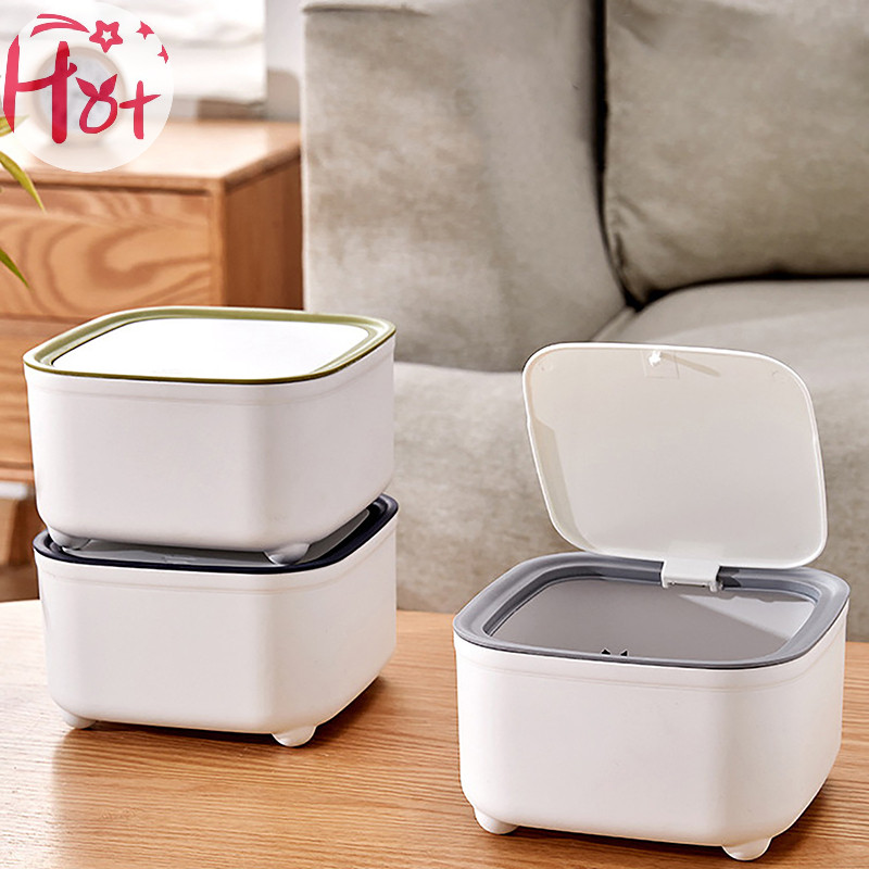 Ge ถังขยะที่ใช้งานได้จริงภาชนะบรรจุขยะน่ารักโต๊ะเก็บของที่ดูดีถังขยะเล็กๆเล็กๆเล็กๆเล็กๆเล็กๆสี่เหลี่ยม