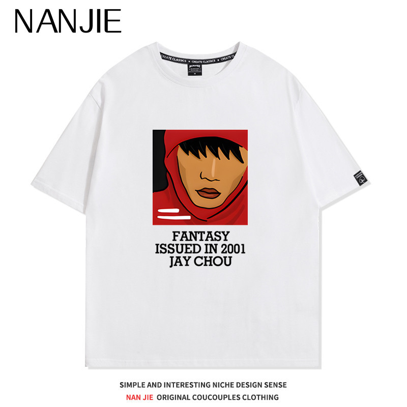 Jay Chou Jay Chou บรรยากาศคอนเสิร์ตอัลบั้มแฟนตาซีพิมพ์เสื้อยืดแขนสั้นสำหรับผู้ชายและผู้หญิงเสื้อผ้าส